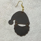 Handmade Leather Santa Claus Earrings, Festive Holiday Dangle Jewelry