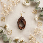 Genuine Leather Teardrop Earrings, Layered Dangle Boho Jewelry, Lightweight Natural Design
