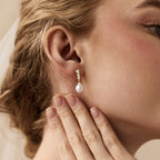 Gold Pearl Drop Earrings, Bridal Teardrop Earrings, Dainty Wedding Jewelry, Elegant Pearl Dangles, Bridesmaid Gift, Minimalist Earrings