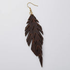 Handmade Genuine Leather Leaf Earrings, Boho Style, Lightweight Natural Leather Jewelry, Gift for Her