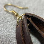 Genuine Leather Teardrop Earrings, Layered Dangle Boho Jewelry, Lightweight Natural Design