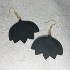 Handmade Leather Petal Drop Earrings – Lightweight Boho Dangle, Minimalist Gift